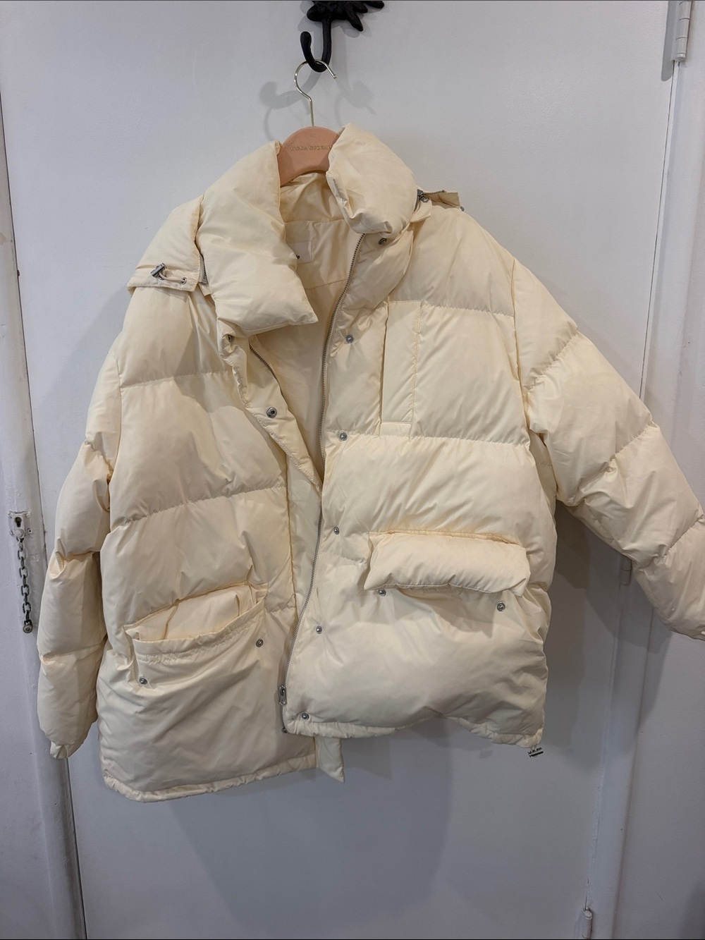 Frankie Shop Pale Cream Oversized Puffer Jacket